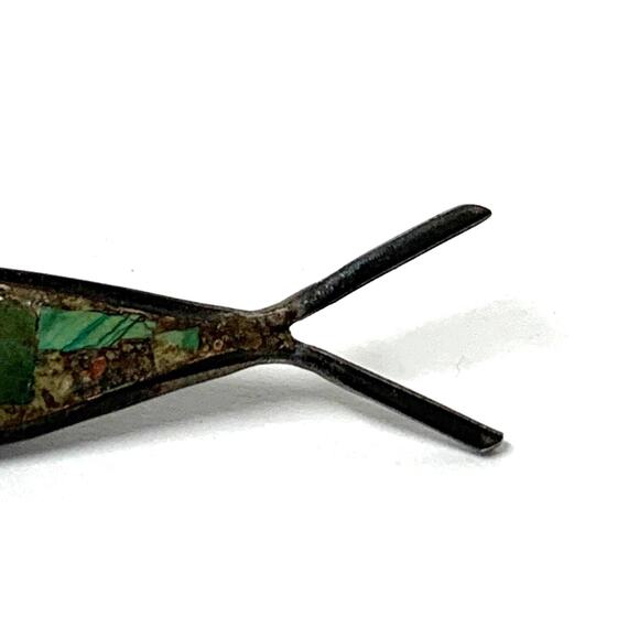 Vintage Taxco Mexican Sterling Inlaid Turquoise Fish Pin/Brooch - Picture 3 of 11